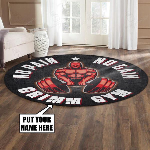 Personalized No Pain No Gain Round Mat Round Floor Mat Room Rugs Carpet Outdoor Rug Washable Rugs - Image 2