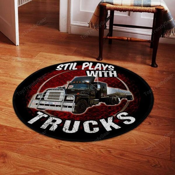 Still Play With Trucks Mack Round Mat Round Floor Mat Room Rugs Carpet Outdoor Rug Washable Rugs - Image 2