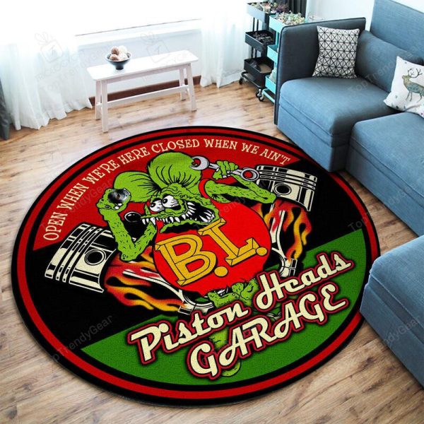 Piston Heads Garage Round Mat Round Floor Mat Room Rugs Carpet Outdoor Rug Washable Rugs - Image 2