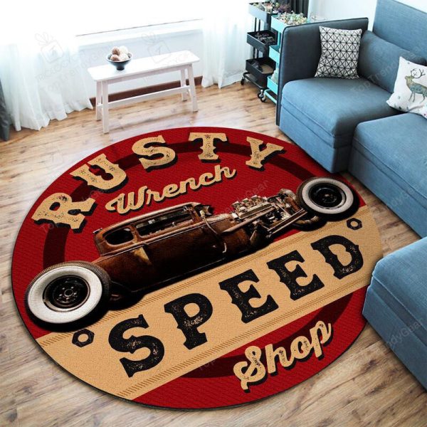 Rusty Wrench Garage Round Mat Round Floor Mat Room Rugs Carpet Outdoor Rug Washable Rugs - Image 3