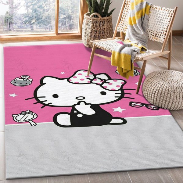 Hello Kitty Pink Rectangle Rug Decor Area Rugs For Living Room Bedroom Kitchen Rugs Home Carpet Flooring Rs015622 Print